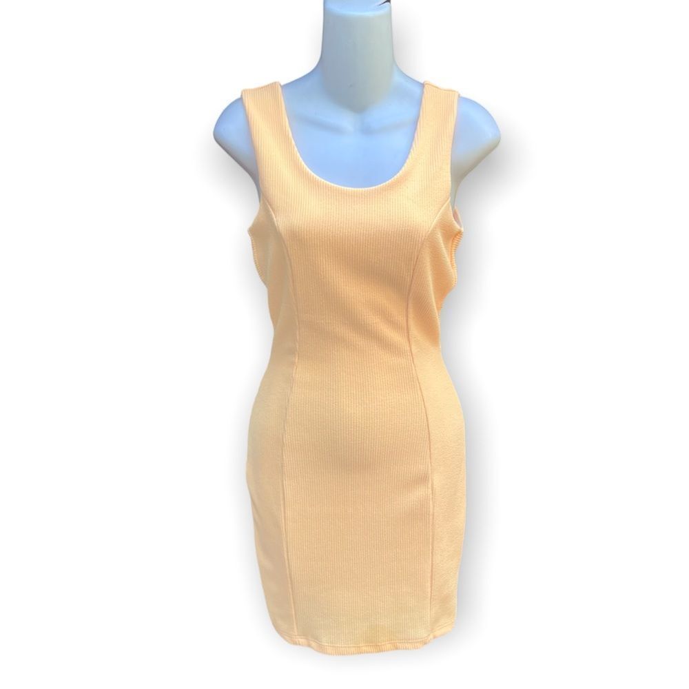 ANGL RIBBED LOW BACK BODYCON DRESS ORANGE CREAMSICLE SIZE
